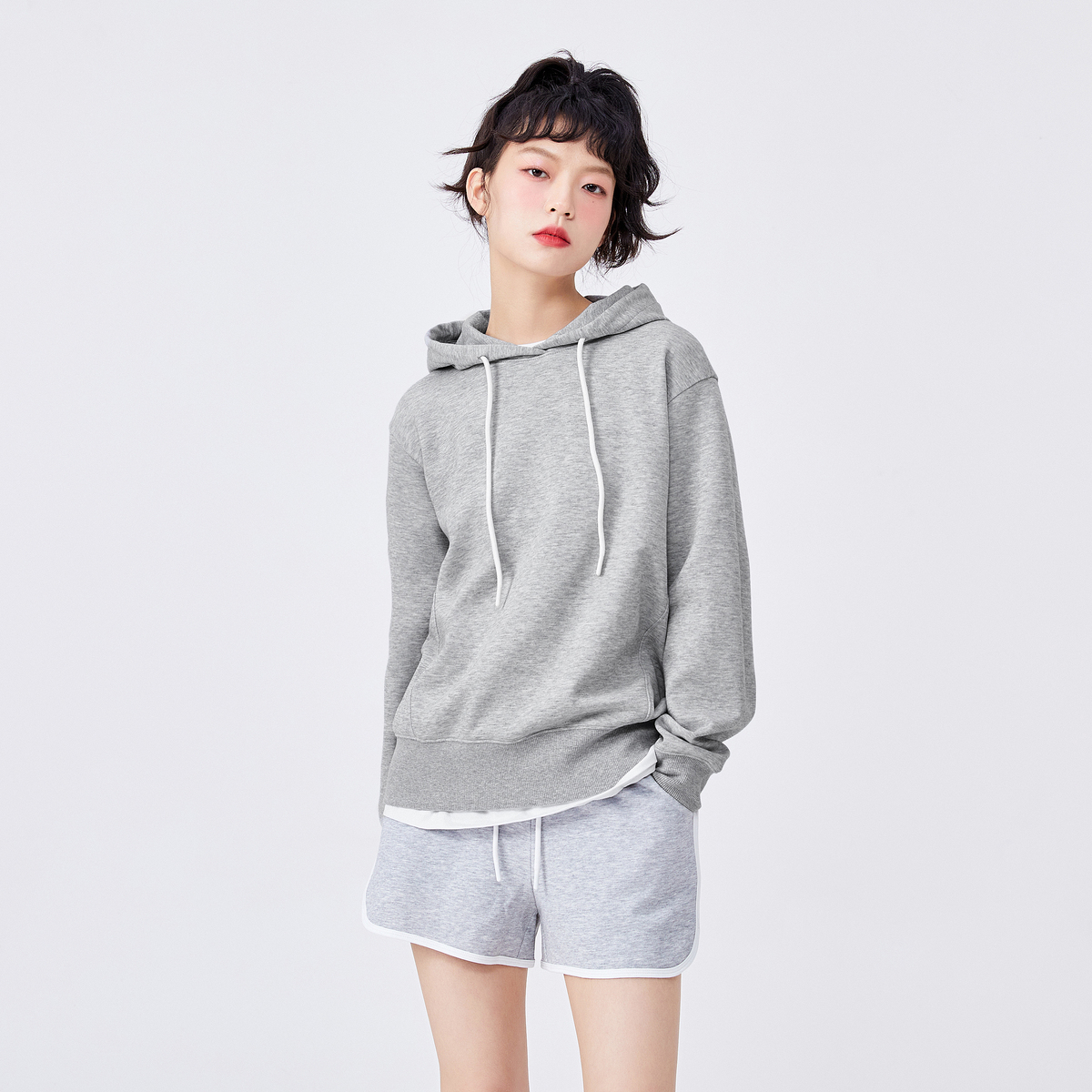Semir Sweatshirt Women Basic Hooded Top Solid Color 2024 Spring New Bottoming Pullover Hoodies Loose And Lazy Style