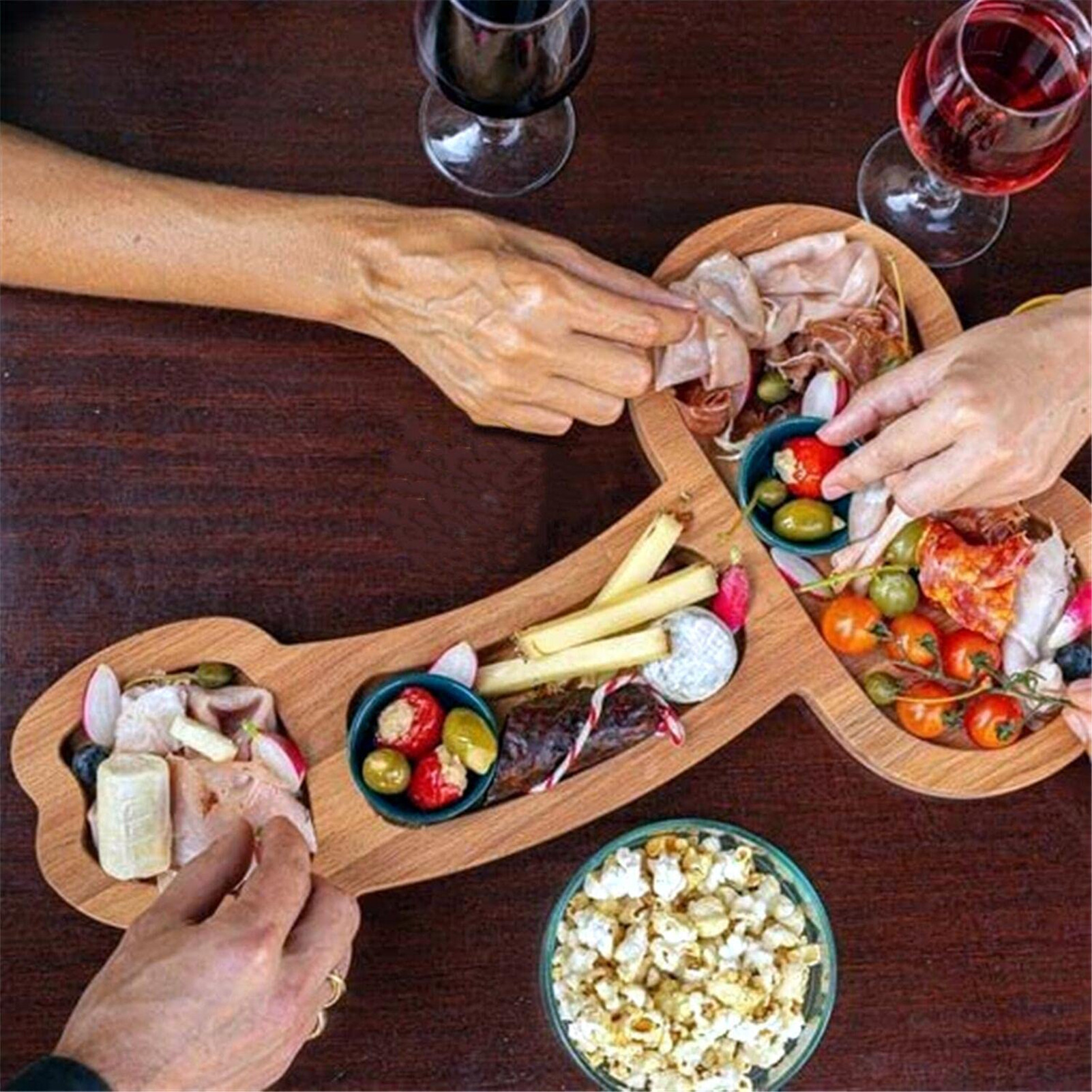 Aperitif Board Wood Cheese Board 3 Large Spaces for Aperitif