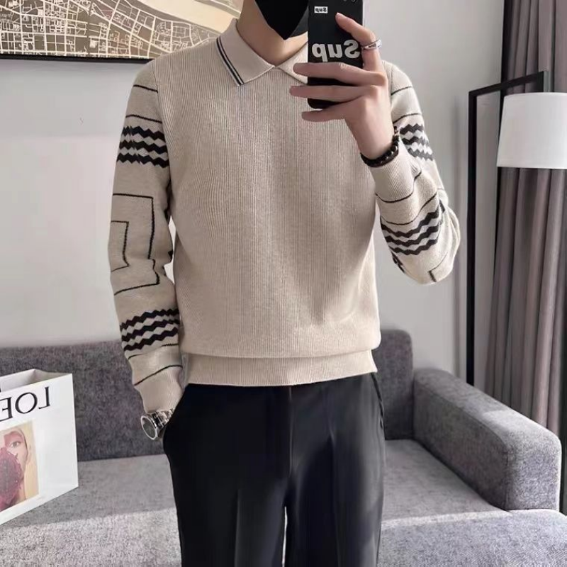 Kragen Pullover männer 2022 Herbst und Winter Neue Vielseitige Slim Fit Warme Strickwaren Winter Tragen Unterwolle Thread Fashion484_voghion.com