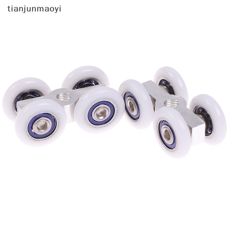 [tianjunmaoyi] 1Pair Sliding Door Rollers 4 Wheels Hanging Home Door Accessories Hardware