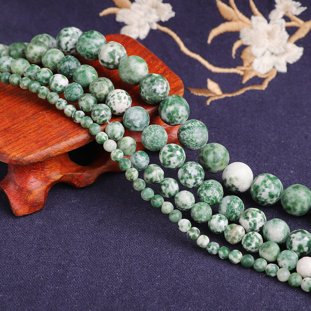 Natural African Jade Beads 4/6/8/10/12mm Green Dot Stone Natural Stone Beads For Bracelet Making DIY Jewelry Necklace