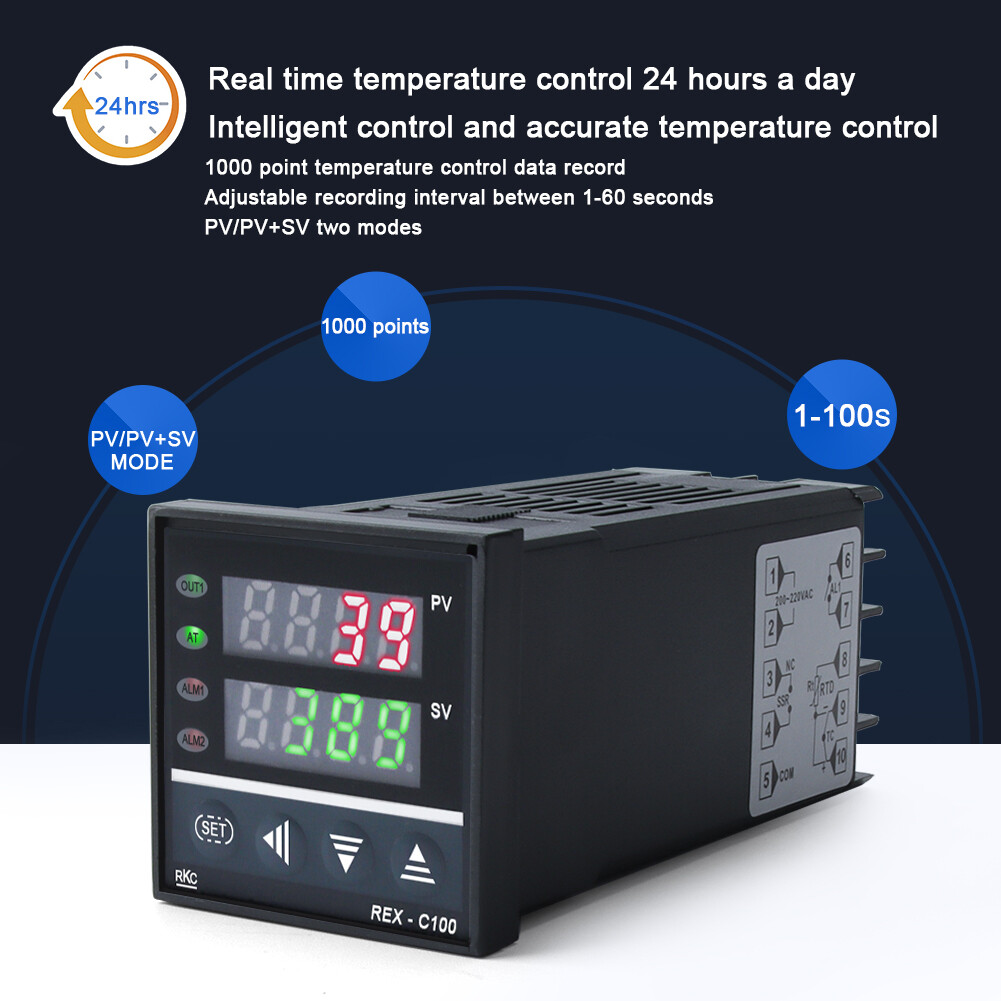 (Miễn Phí Vận Chuyển) Bộ Điều Khiển Nhiệt Độ RCYAGO Cảm Biến SSR Điều Khiển Nhiệt Độ 220V Nhiệt Độ REX -C 100 0 ~ 400 ° CK Đầu Vào: Loại (K) Đầu Ra SSR