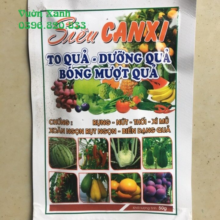 Phân bón trung lượng Siêu Canxi gói 50gr dưỡng quả, đẹp quả, chống nứt, xì mủ quả