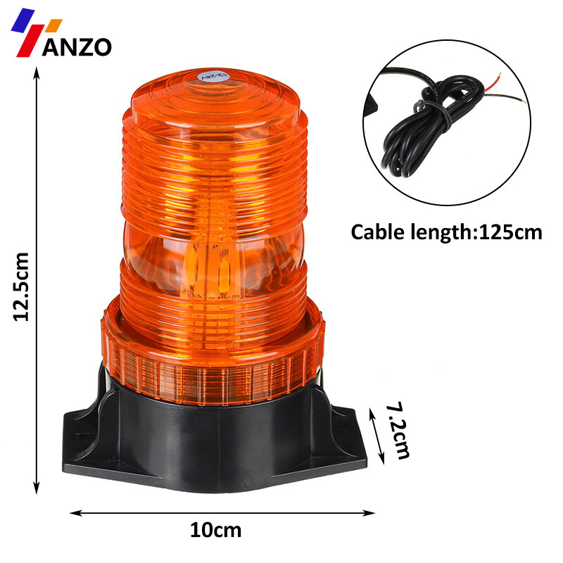 原文 Rotating Car LED Emergency Light IP65 Waterproof Hazard Warning Strobe Light Flexible Flashing Beacon Warning Light With Car Charger DC12-24V For RV Camper ATV Tractor lamp