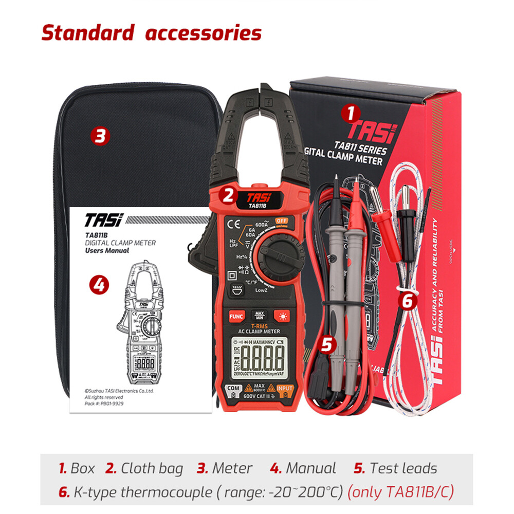 Shockley digital clamp meter trms 6000counts 600a dc ac current ac/dc voltage ncv capacitance resistance tester