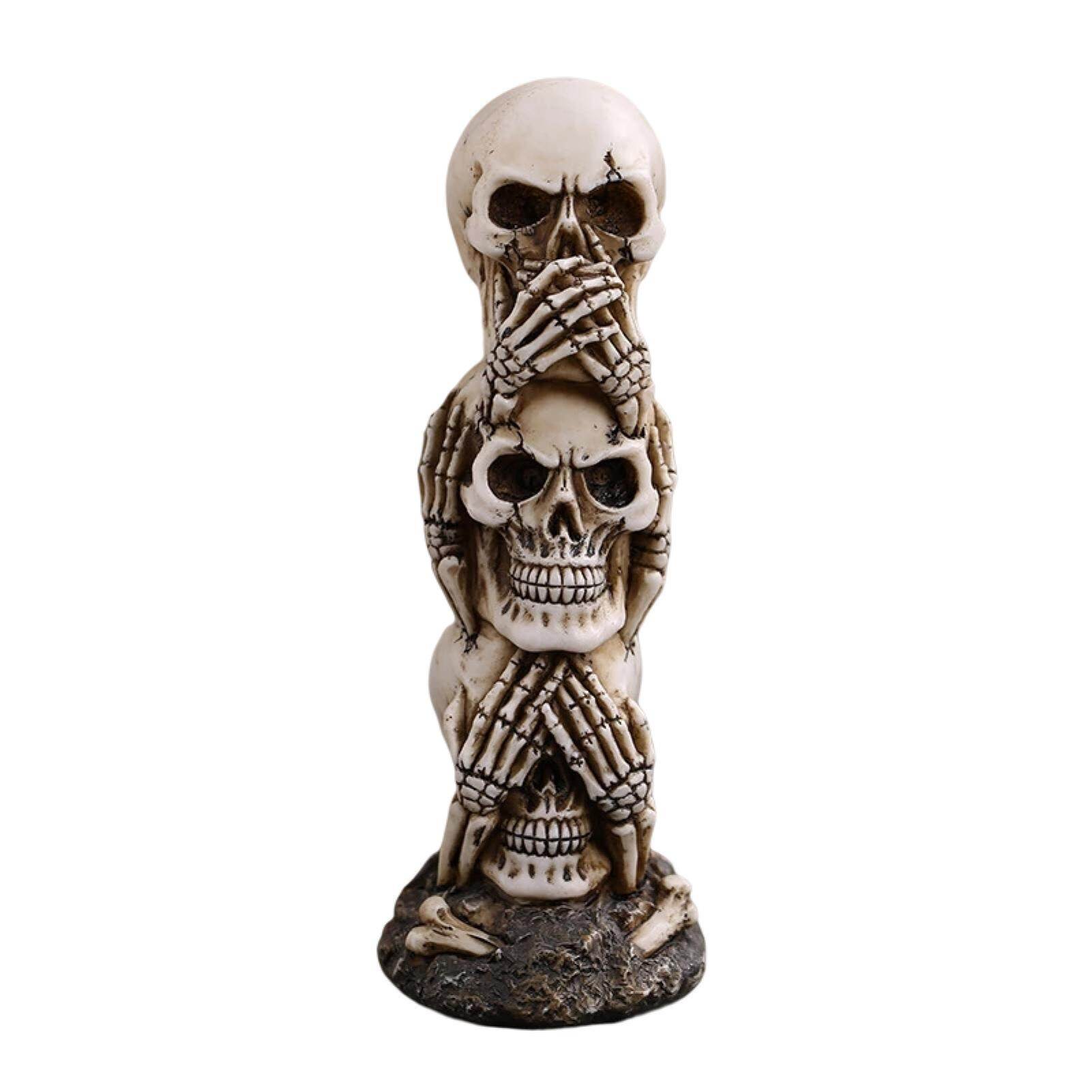 Skull Ornament Resin Craft Horror Festival Atmosphere Desktop Ornament Figurines Model Human Skeleton Statue Halloween Decoration Holiday Gift Skull Statue Craft