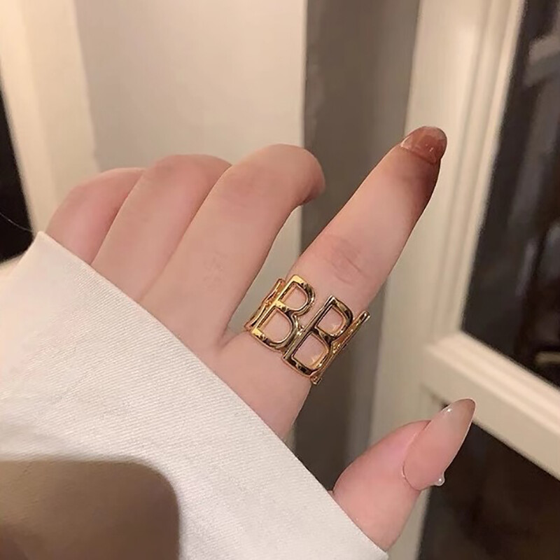 FJSL New Letter B Ring Female Fashion Couple Rings Advanced Copper Material Adjustable Size