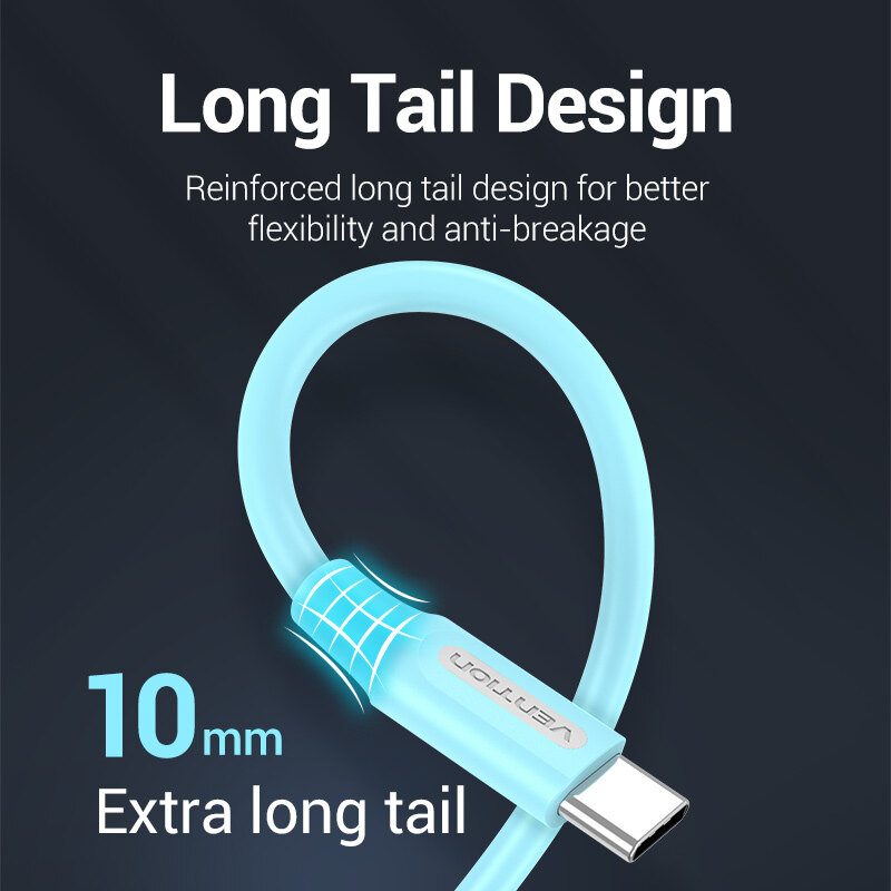 Vention Cáp USB 2.0 Type C - Tốc Độ 480Mbps, Dòng Điện 3A, Sạc Nhanh 60W, Dây Mềm Dẻo Bền Bỉ