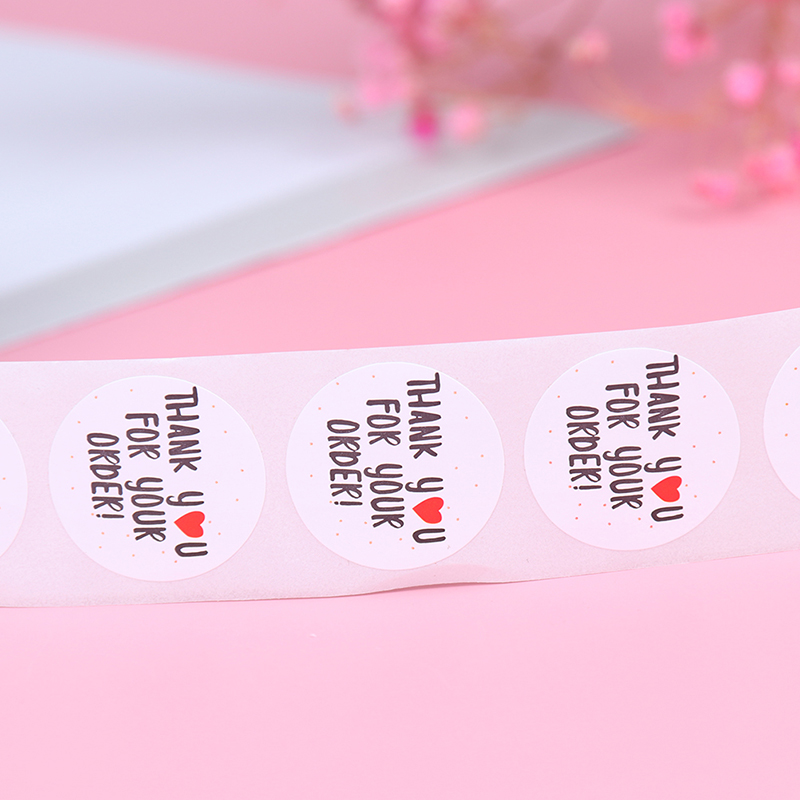 Tirgat 500pcs round thank you for your order sticker Heart Thanks for ...