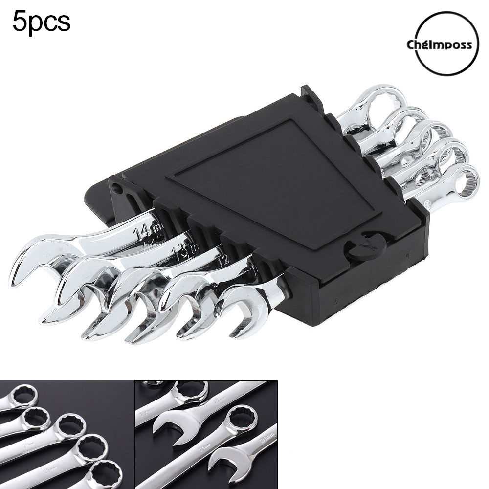 ChgImposs 5pcs 8mm-14mm Combination Spanner Kit Dual Use Metric Ratchet Handle Wrench