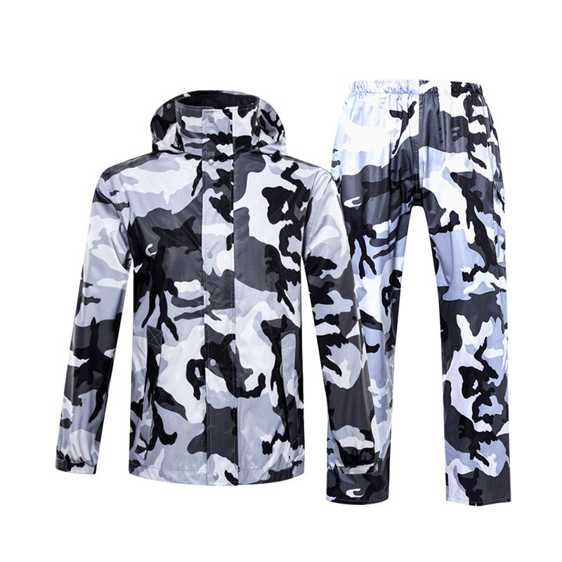SUPERLI Hot Motorcycle raincoat Camouflage Raincoat Women/Men Suit Rain Coat Outdoor Hood Women's Raincoat Motorcycle Fishing Camping Rain Gear Men's Coat