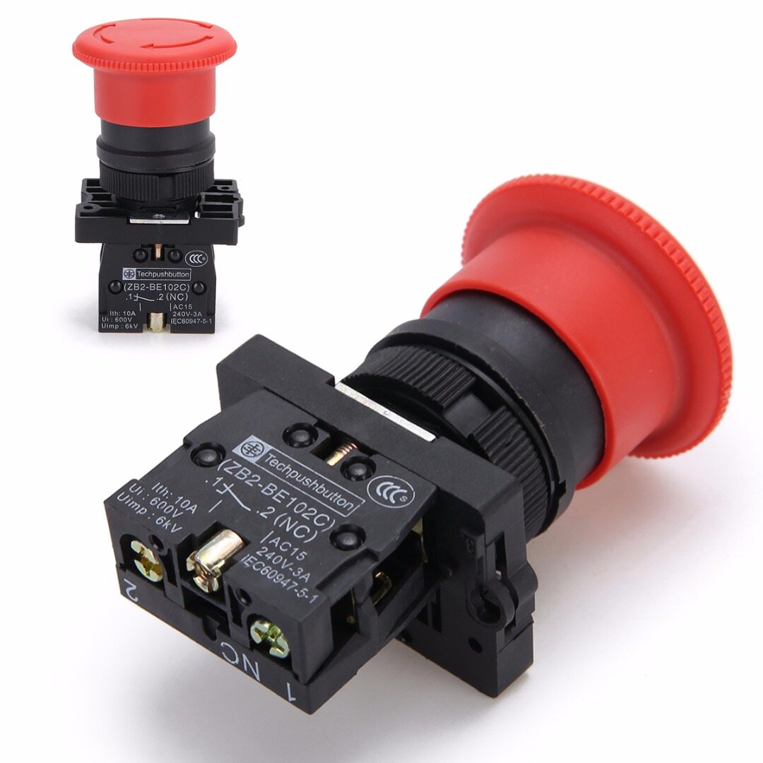 bokali 1pcs XB2-ES542 22mm NC N/C Red Mushroom Emergency Stop Push Button Switch 600V 10A