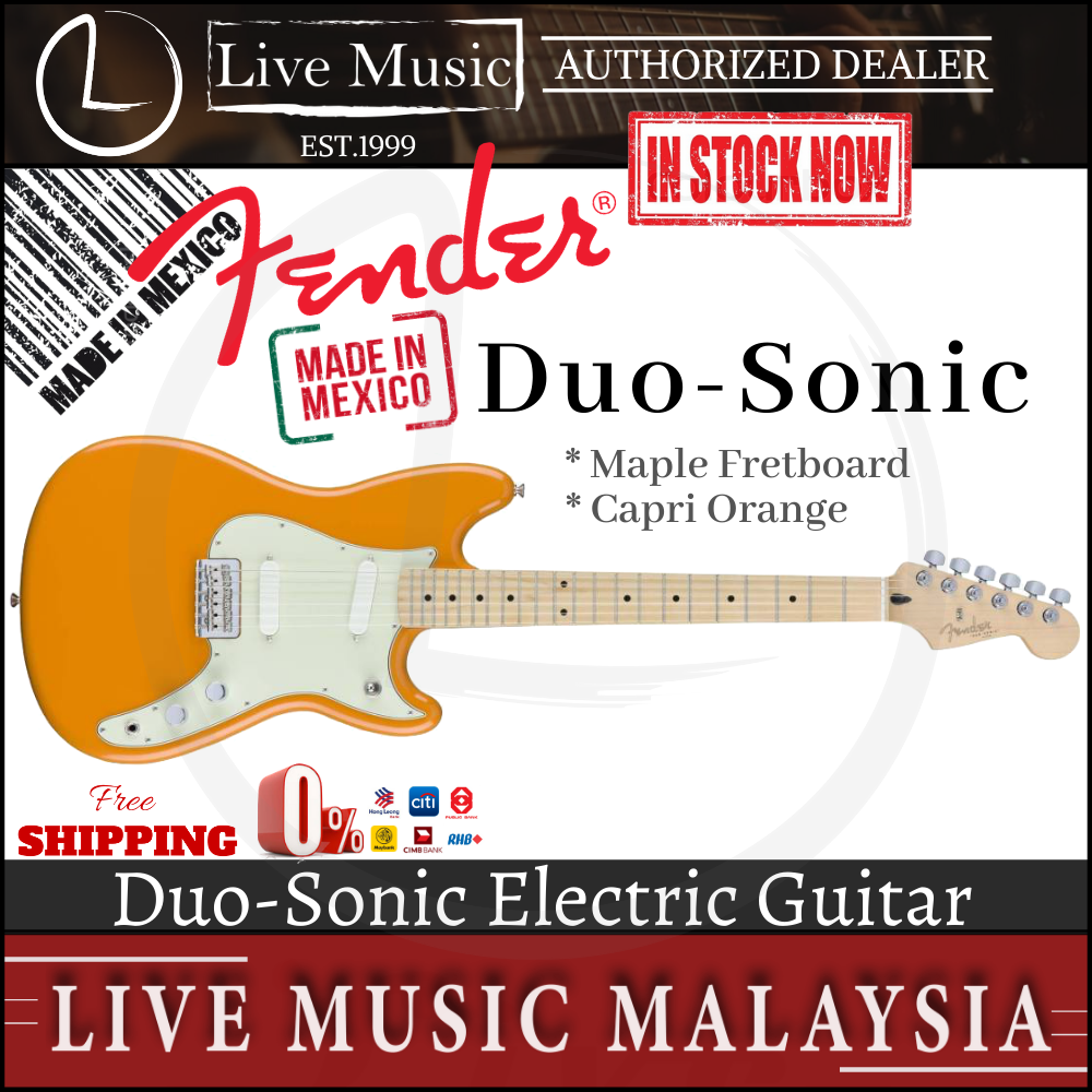 Capri Orange Fender Duo Sonic Electric Guitar Maple Fingerboard 