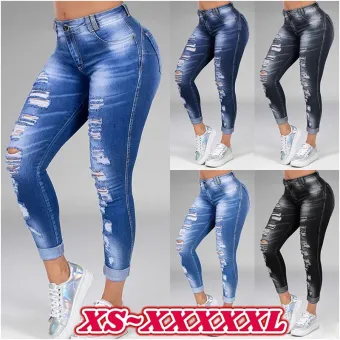 womens plus size black distressed jeans