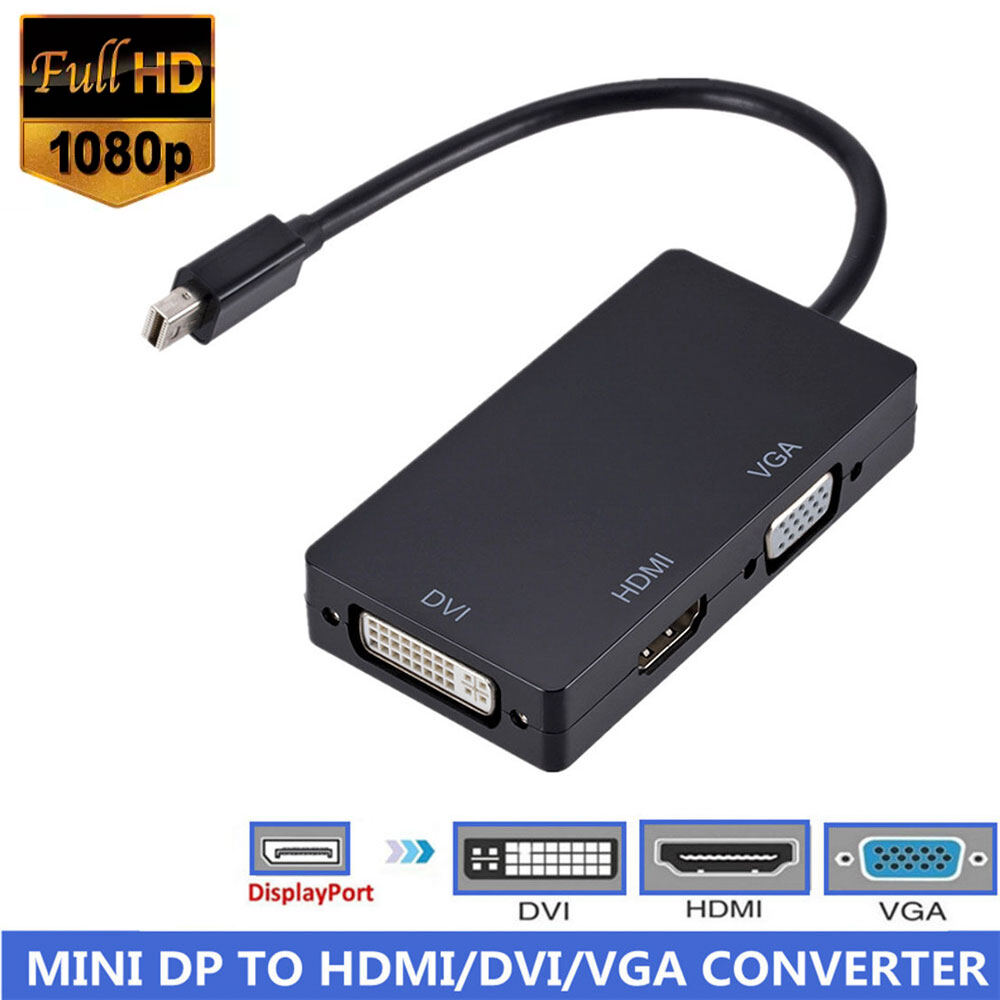 Cáp Chuyển Đổi Cổng Hiển Thị Mini 3 Trong 1 DP Thunderbolt Sang DVI VGA HDMI Cho MacBook