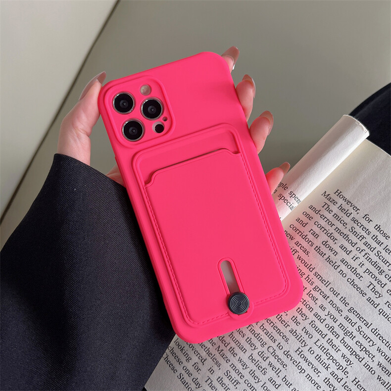 CrashStar Silicone Soft Shockproof Phone Case With Card Slot Holder For iPhone 15 14 13 12 11 Pro Max XS XR X 8 7 Plus + SE 2020 Anti-fall Phone Cover Card Bag Phone Casing With Full Cover Camera Protection Top Seller