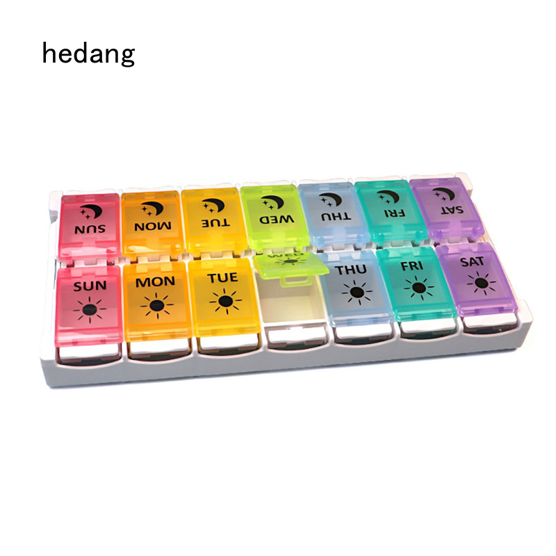 14 Grids 7 Days Weekly Pill Case Medicine Tablet Dispenser Organizer Pill Box Splitters Pill Storage Organizer Container