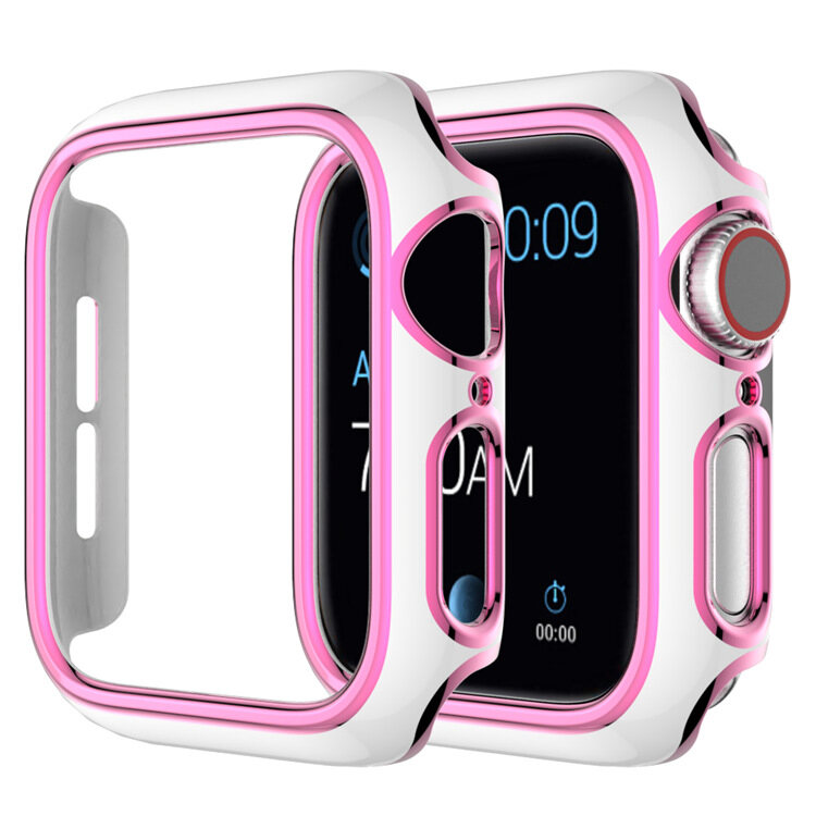 41mm 45mm  Cover For Apple Watch  Case 42MM/38MM 40mm 44mm  Protector Case for Series se 7/6/5/4/3/2/1 I watch Suspended Carving Style Two-color Electroplating PC shell