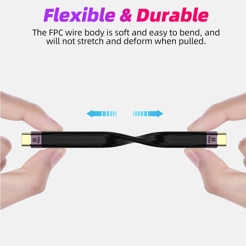 Fonken USB 4.0 Gen3 Cáp Dữ Liệu PD 100W 5A Nhanh Sạc USB C Để Loại C Cáp Thunderbolt Cáp USB C 40Gbps Cáp Dữ Liệu
