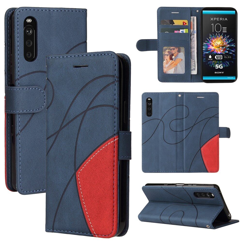 For Sony XPeria 1 ii / 10 ii / 5 ii / 1 iii / 10 iii / 5 iii / XZ / XZ5 Phone Case Stitching Color Block Wallet Magnetic Flip Cover With Stand Cellphone Casing