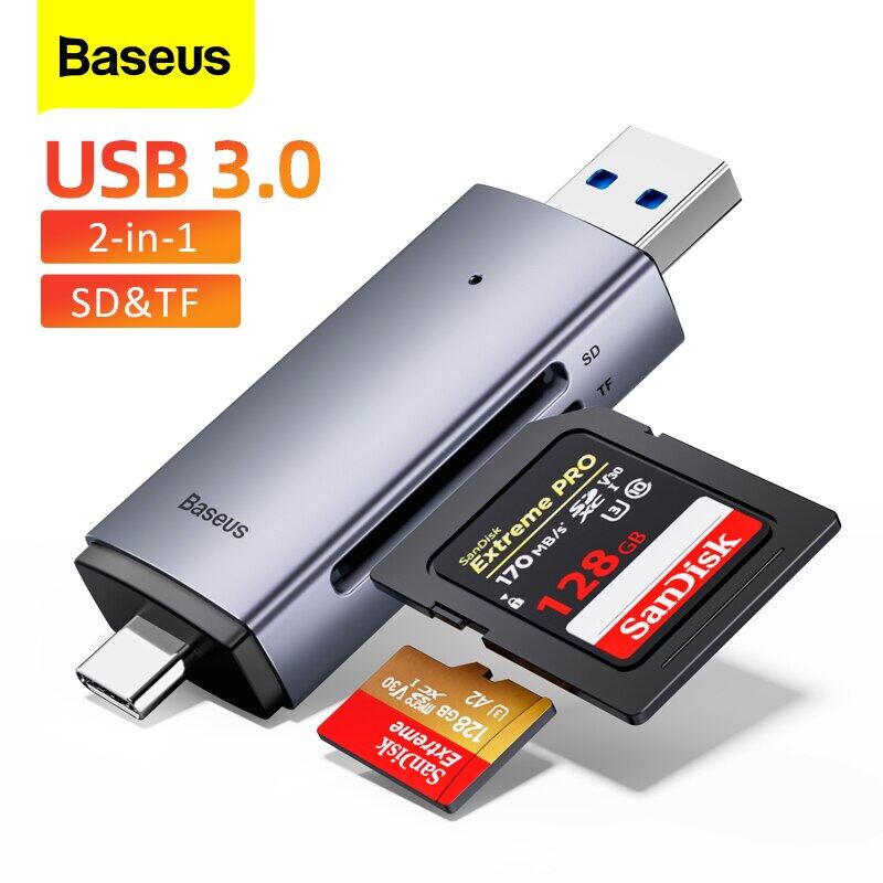 Baseus Card Reader USB 3.0 Type C to Micro SD TF Memory Card Reader 2 in 1 For PC Laptop...