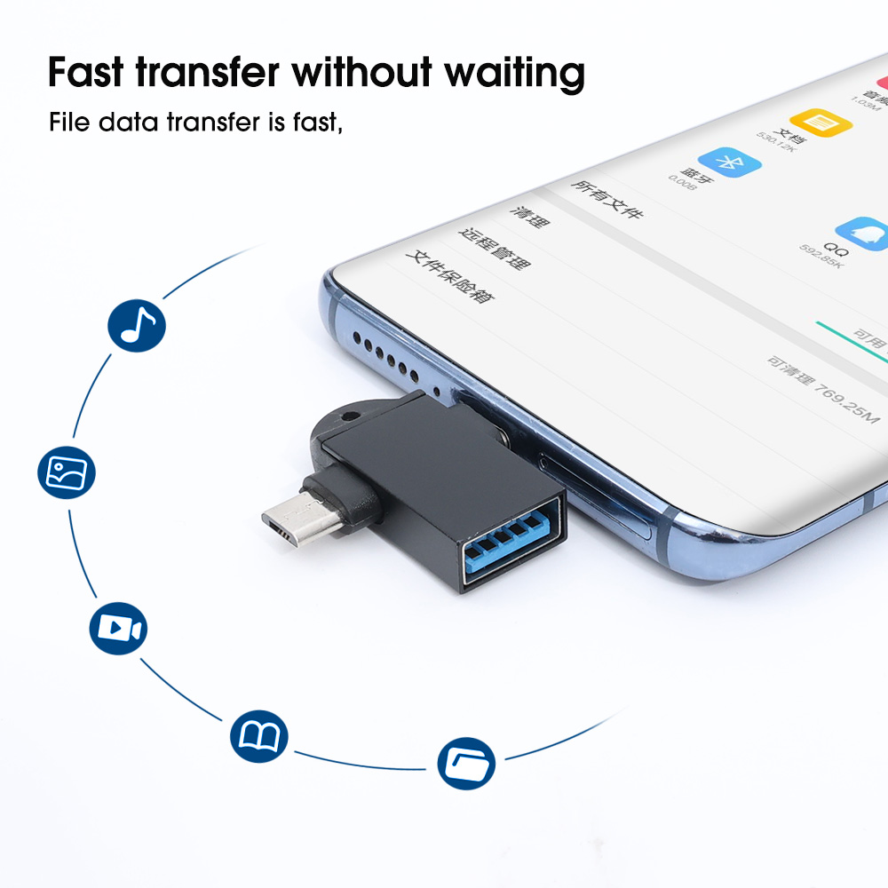 Bộ Chuyển Đổi OTG Type-C 2 Trong 1 USB Mini Và Bộ Chuyển Đổi Micro Cho Siêu Tốc Cho Điện Thoại Máy Tính Xách Tay Đầu Đọc U Thẻ Đĩa Bộ Chuyển Đổi Type C
