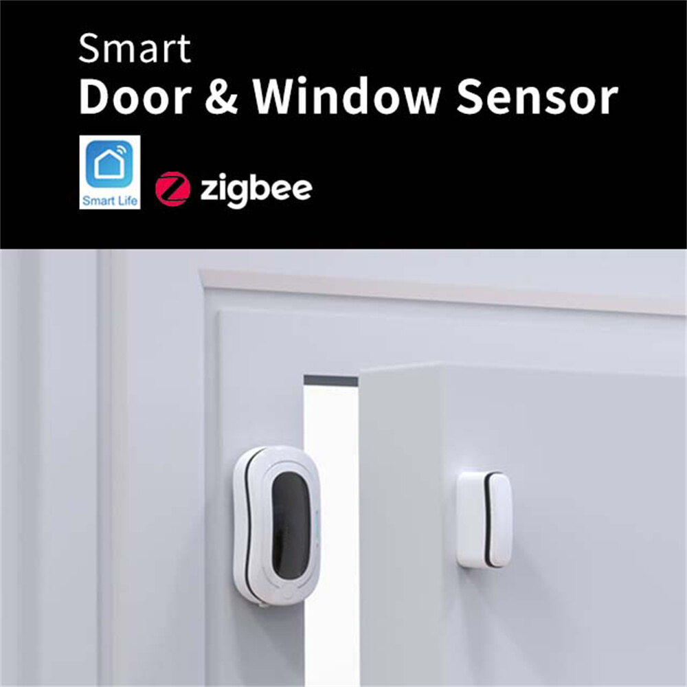 Abaaba Tuya Zigbee Smart Door Magnet Door And Window Sensor Rechargeable Wireless Smart Door And Window Sensor Alarm Alexa Smart Home
