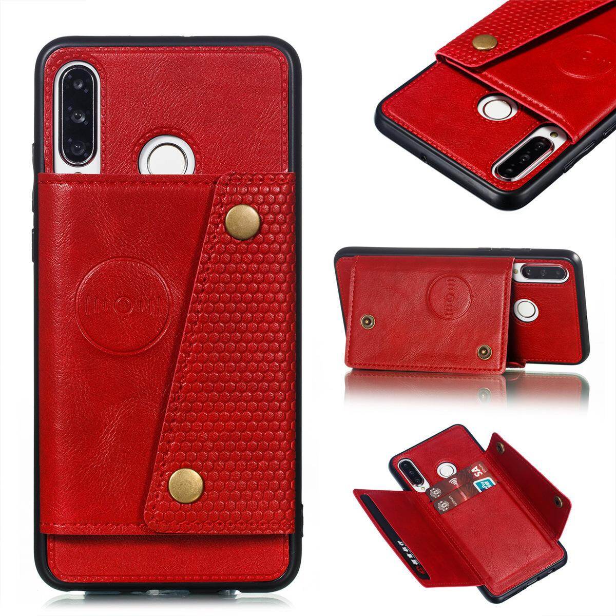 Cho Huawei p30lite & Nova 4E da trường hợp nhiều Folio lật Bìa Wallet trở lại trường hợp vỏ, có thể làm việc với gắn trên xe hơi, ẩn thẻ tín dụng ID khe giữ, retro nút kim loại clasp, đứng hỗ trợ