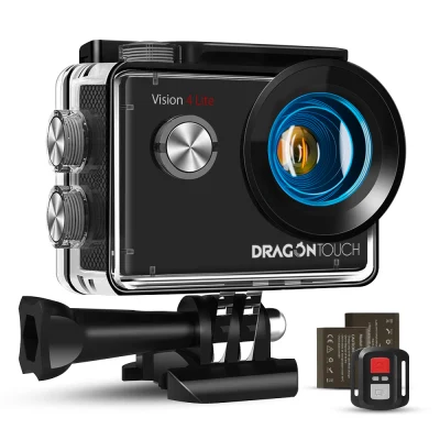 Dragon Touch Vision 4 Lite 4K Action Camera 20MP EIS Anti-shake Support External Microphone Sport Camera