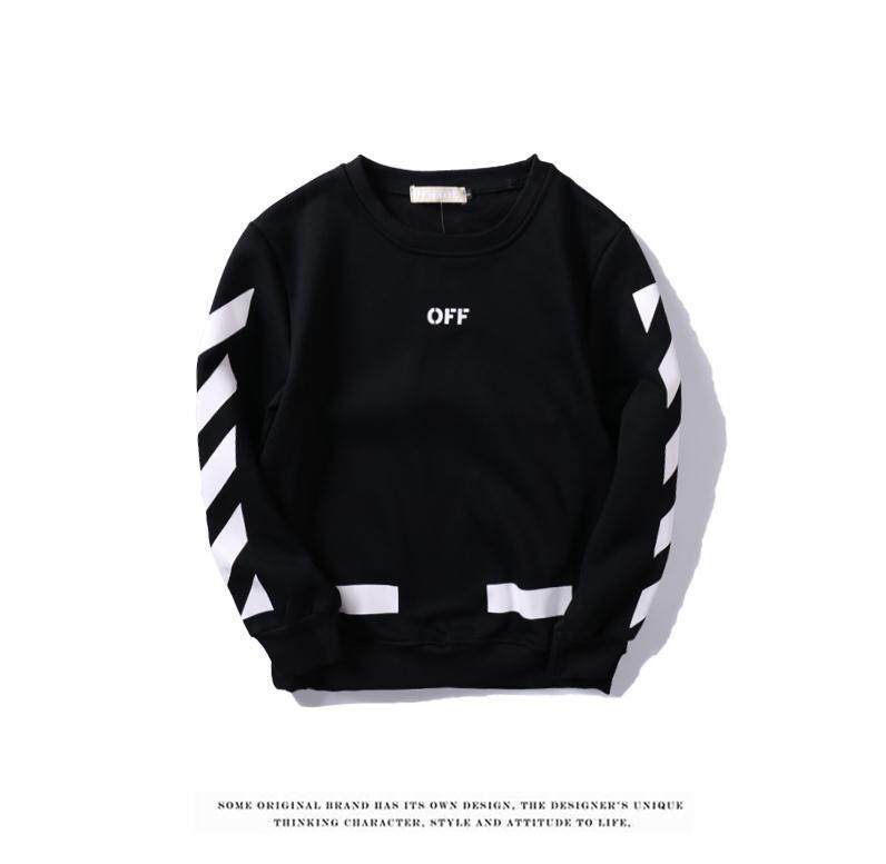 Unisex OFF WHITE round neck pullover long-sleeved jacket arrow Stripes sweater