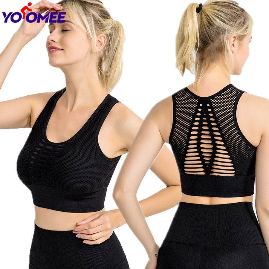 Women/'s High Impact Mesh Wireless Padded Sport Racerback Gym Active Sports Bra