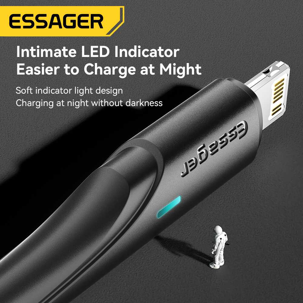 Essager 3A 3 In 1 Braided Nylon Cable Fast Charging Cable Micro USB Type C Lightning Cable Multi port USB Charging Cables