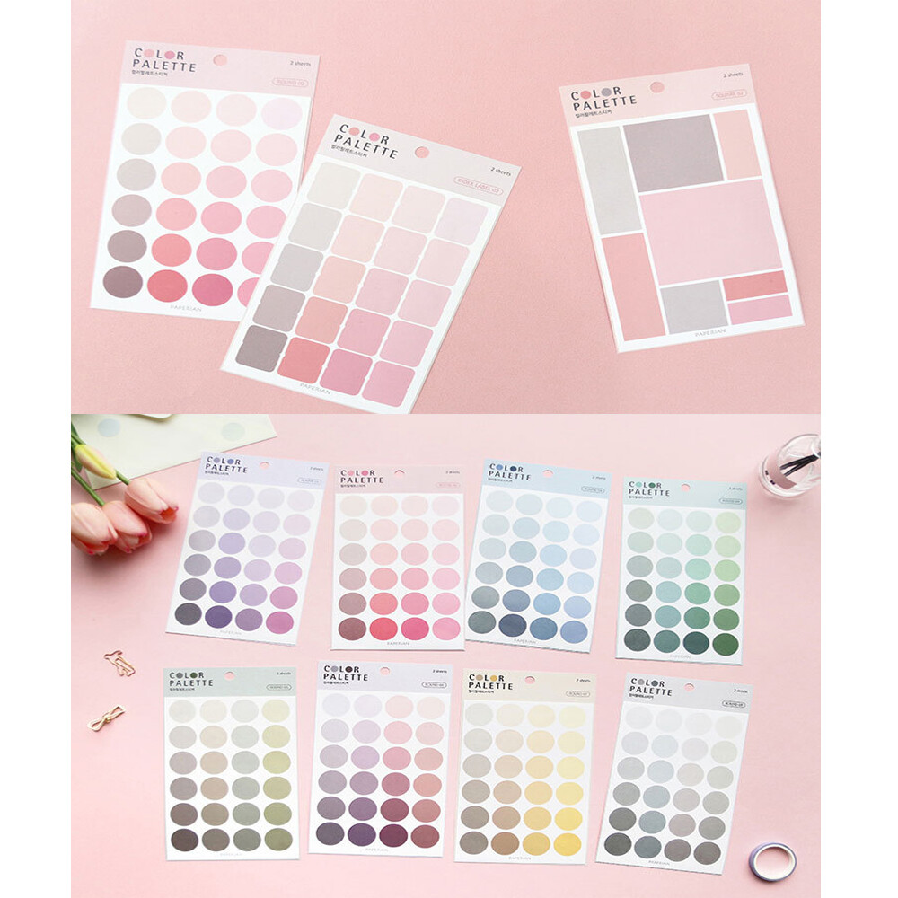 1 pc 4 Sheets/Set Multifunctional Basic Label Stickers Kawaii Dot Paper Adhesive Sticker For Kids DIY Scrapbooking Albums Stationery Supplies