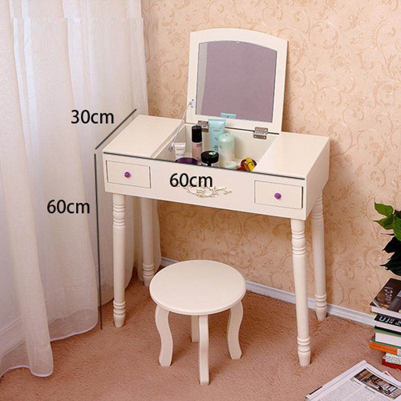 Vanity Table Set with Foldable Mirror, With Stool, 2 Drawer, Organizers Makeup Dressing Table, Easy Assembly, Gift for Mom
