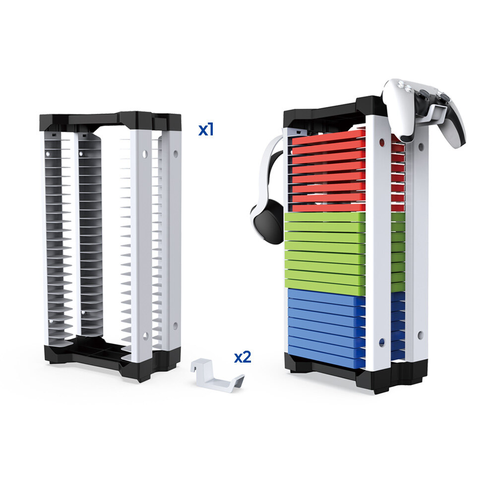 For PS4 PS5 Switch Xbox Host Disc Single-layer Storage Box Holder and Headset Game Handle Stand Game Disk Tower Vertical Stand