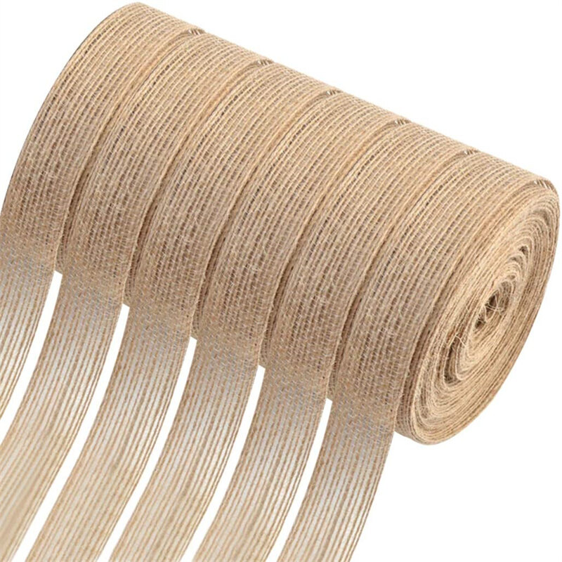 5m Roll Jute Burlap Rustic Hessian Ribbon Tape Strap Wedding Decor