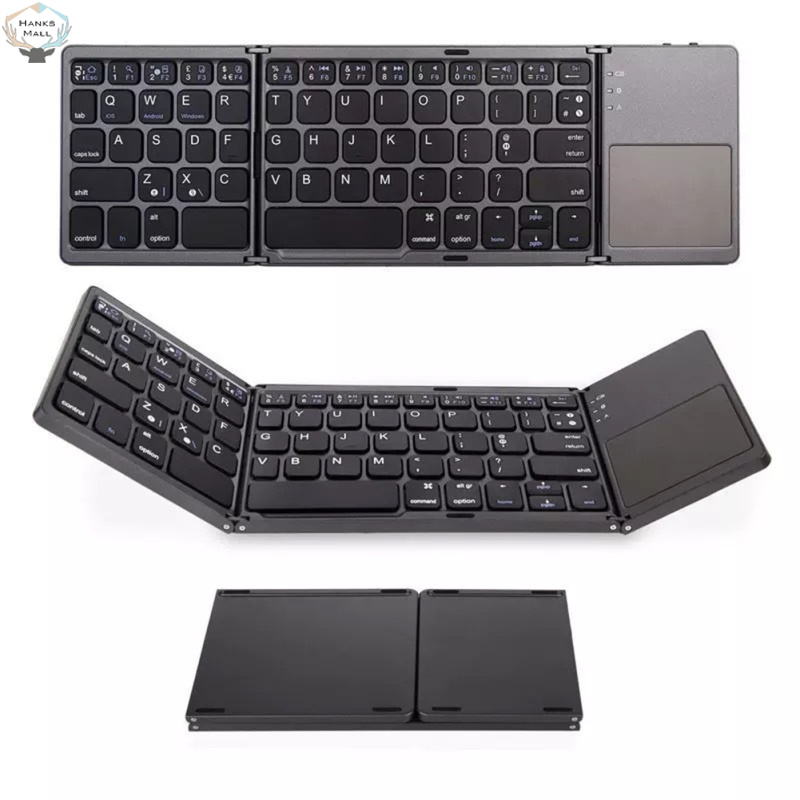 HK Portable Mini Bluetooth-compatible Keyboard Wireless Foldable Trackpad Keyboard Compatible For Ios Android Windows ipad