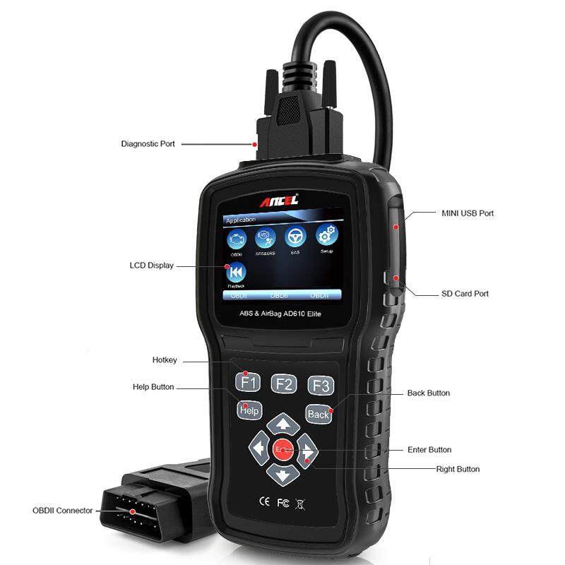 ANCEL AD610 Elite Automotive OBD II Car Code Reader Engine Diagnostic Scan Tool ABS SAS SRS Crash Data Reset Scanner