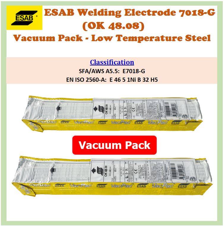 ESAB Welding Electrode 7018G (OK 48.08) Vacuum Pack Low Temperature