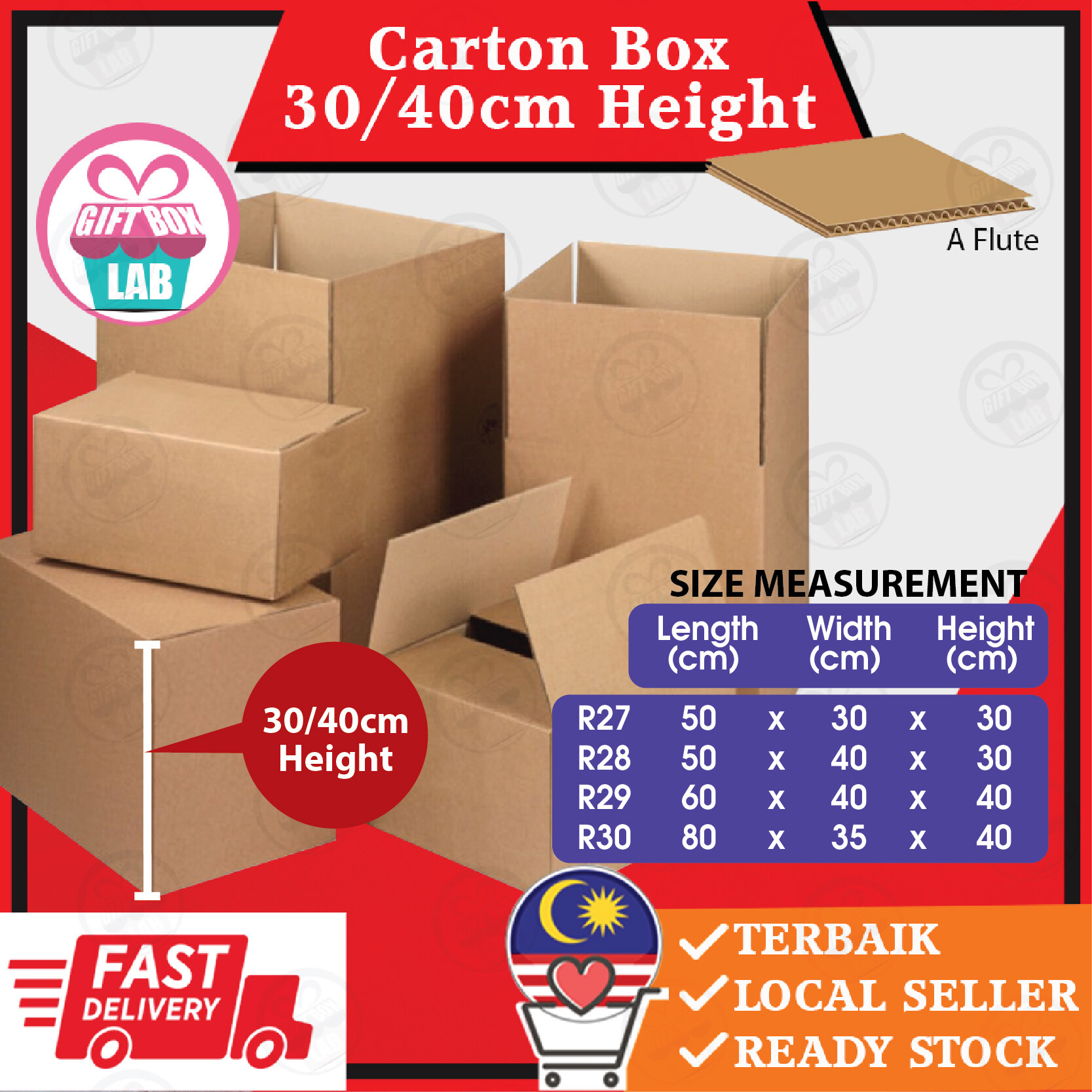 Carton Box Packing Box Packaging Box Kotak A Flute Big Size Lazada