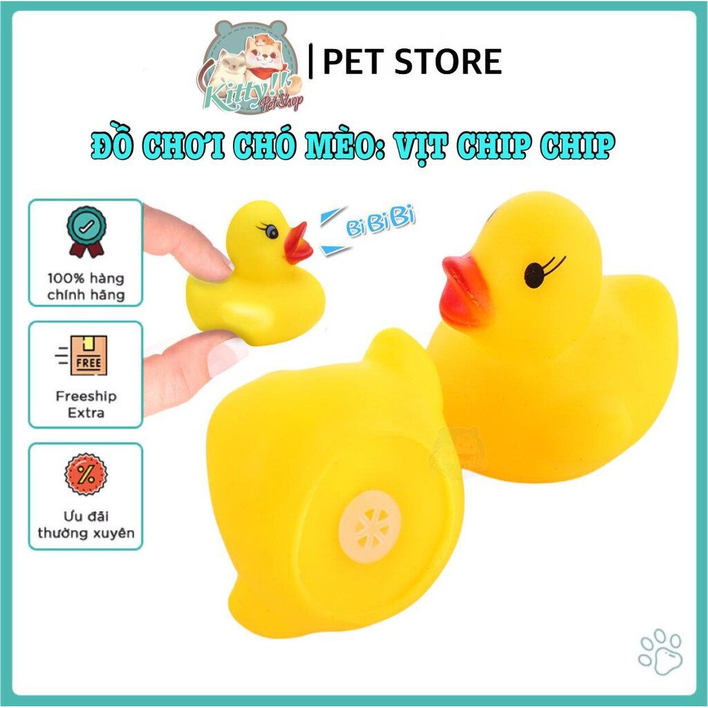Đồ chơi cho chó mèo: chú vịt Rubber bóp chip chip - đồ chơi vịt chip chip dành cho chó mèo - Kitty Pet Shop BMT