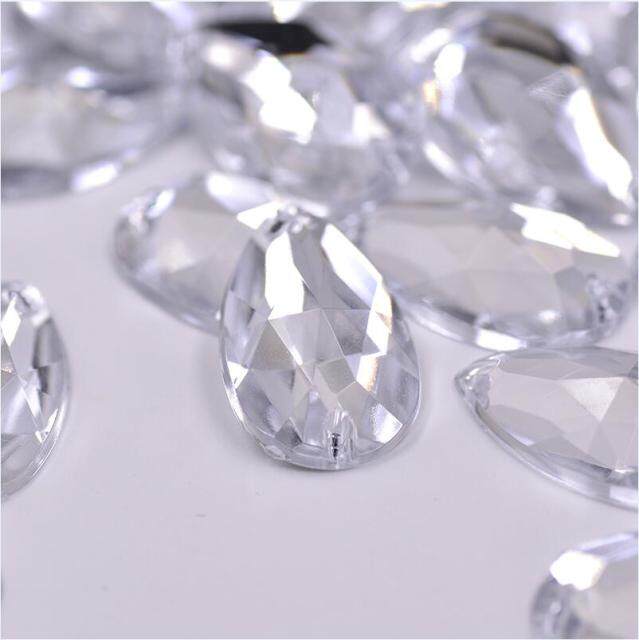 17*28Mm เย็บสีม่วงขนาดใหญ่หยดน้ำตา AB Rhinestone Applique Flatback อะคริลิคคริสตัลหินเย็บ Strass เพชรสำหรับงานฝีมือ