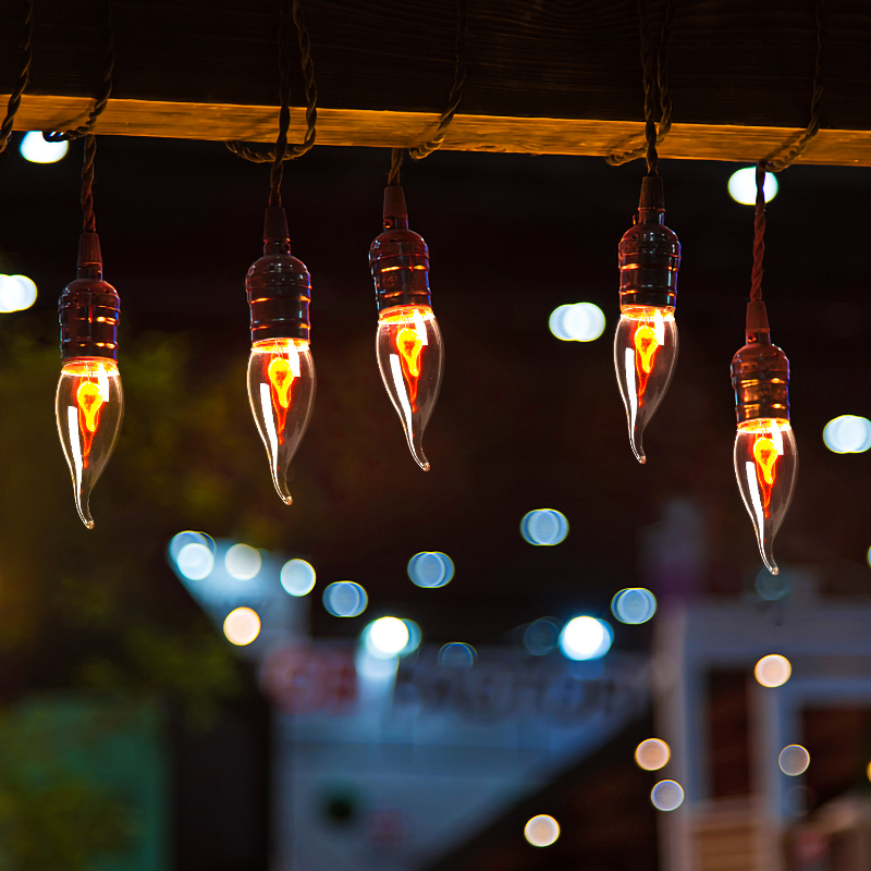 【Free Shipping】Decoration E27 E14 Led Edison Bulb Novel Candle Tip Lamp Vintage Flickering Effect Flame Fire Light