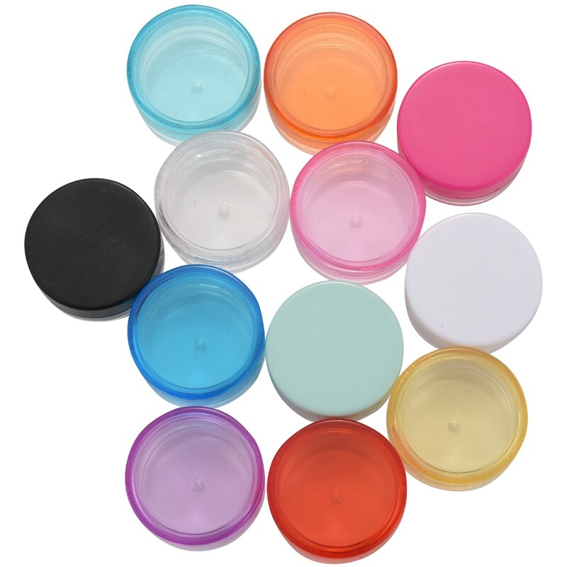 12pcs Assorted 5g Empty Plastic Makeup Jars Pots Travel Face Cream