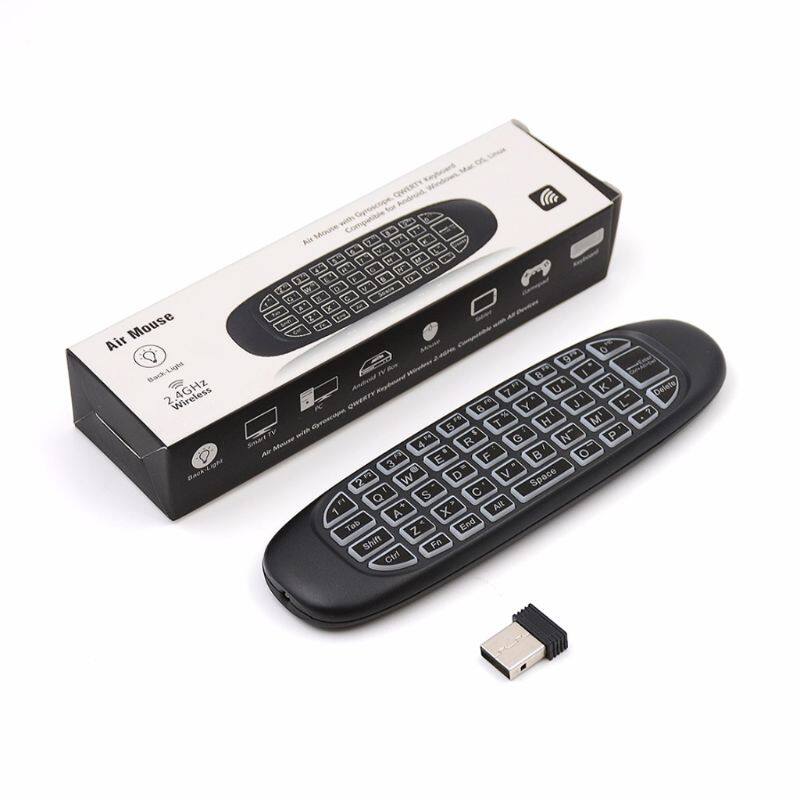 C120 RGB 7 Backlight Fly Air Mouse Wireless Backlit Keyboard G64 Rechargeable 2.4G Smart Remote Control for android Tv B