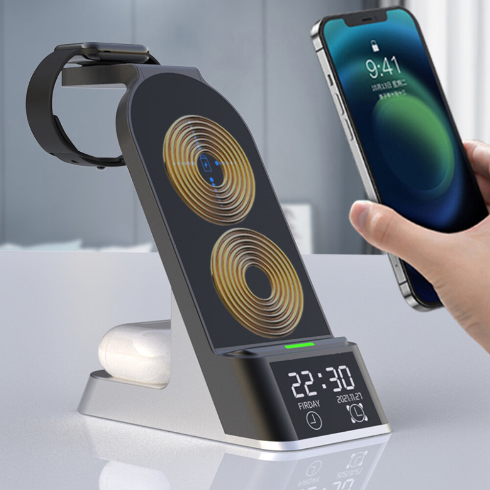 H36 Six-in-one Multi-function Alarm Clock Wireless Charger Fast Charging For Samsung Apple Watch AirPods 3 IPhone13