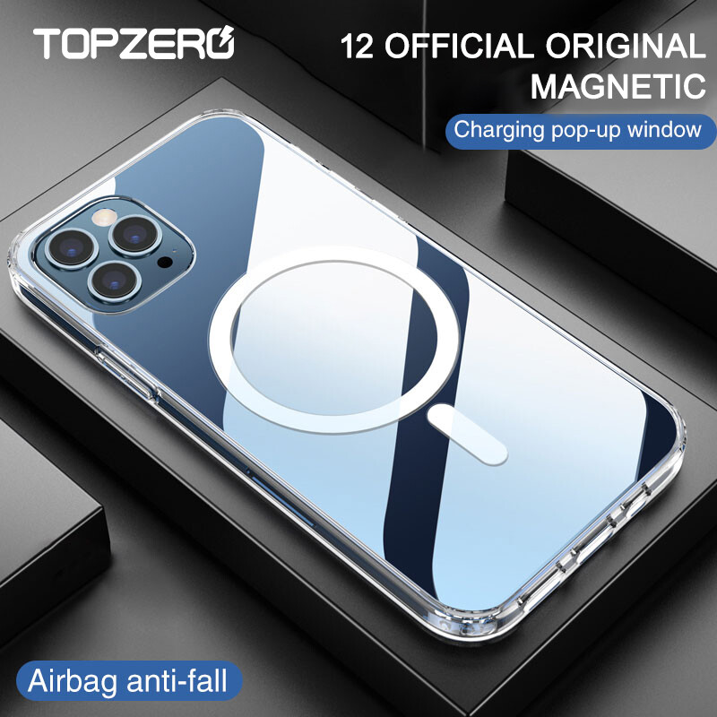 TOPZERO Magnectic Case on For iPhone 13 Pro Max 12 Pro Max 11 Pro Max XR X XS Max 8 Plus Case Magsafe Wireless Charging Shockproof Full Protection PC+TPU Case