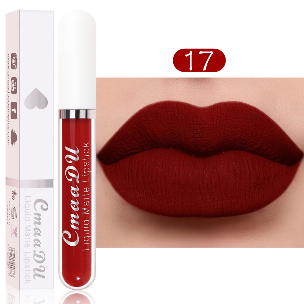 CmaaDu 18 Colors Matte Velvet Lip Glaze Waterproof Lasting Not EasyTo Fade Lip Gloss Nude Liquid Lipstick Makeup Cosmetic