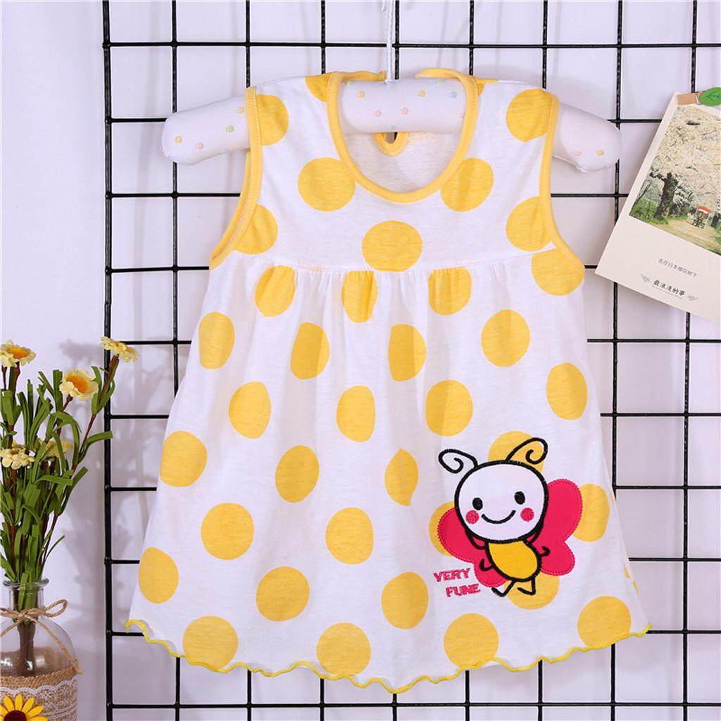 Toddler Kids Girl Baby Infant Cartoon Flower Dot Floral Tees Dress T-Shirt Vest