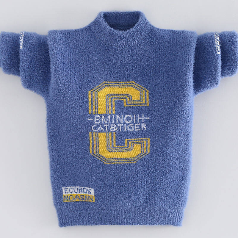 Children's Sweaters, Boys' Pullovers, 2021 New Boys' Half-high Collar Mink Fleece Autumn and Winter Models